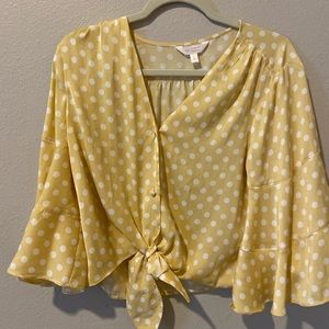 Lauren Conrad Yellow Polka Dot Tie Crop Top